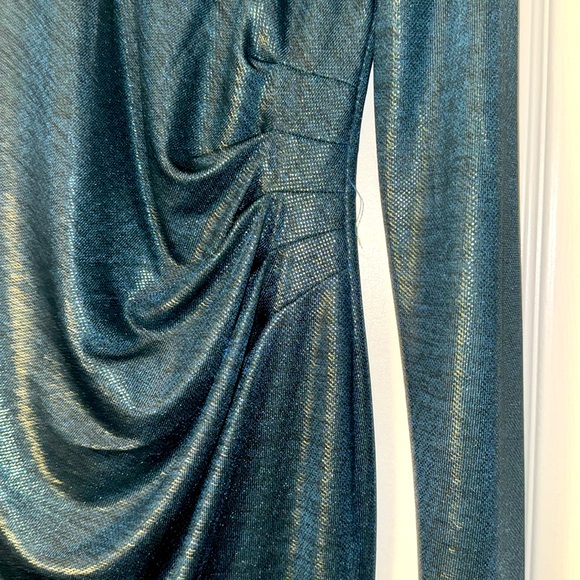 Green Bodycon Cowl Neck Long Sleeve Dress - Picture 2 of 5